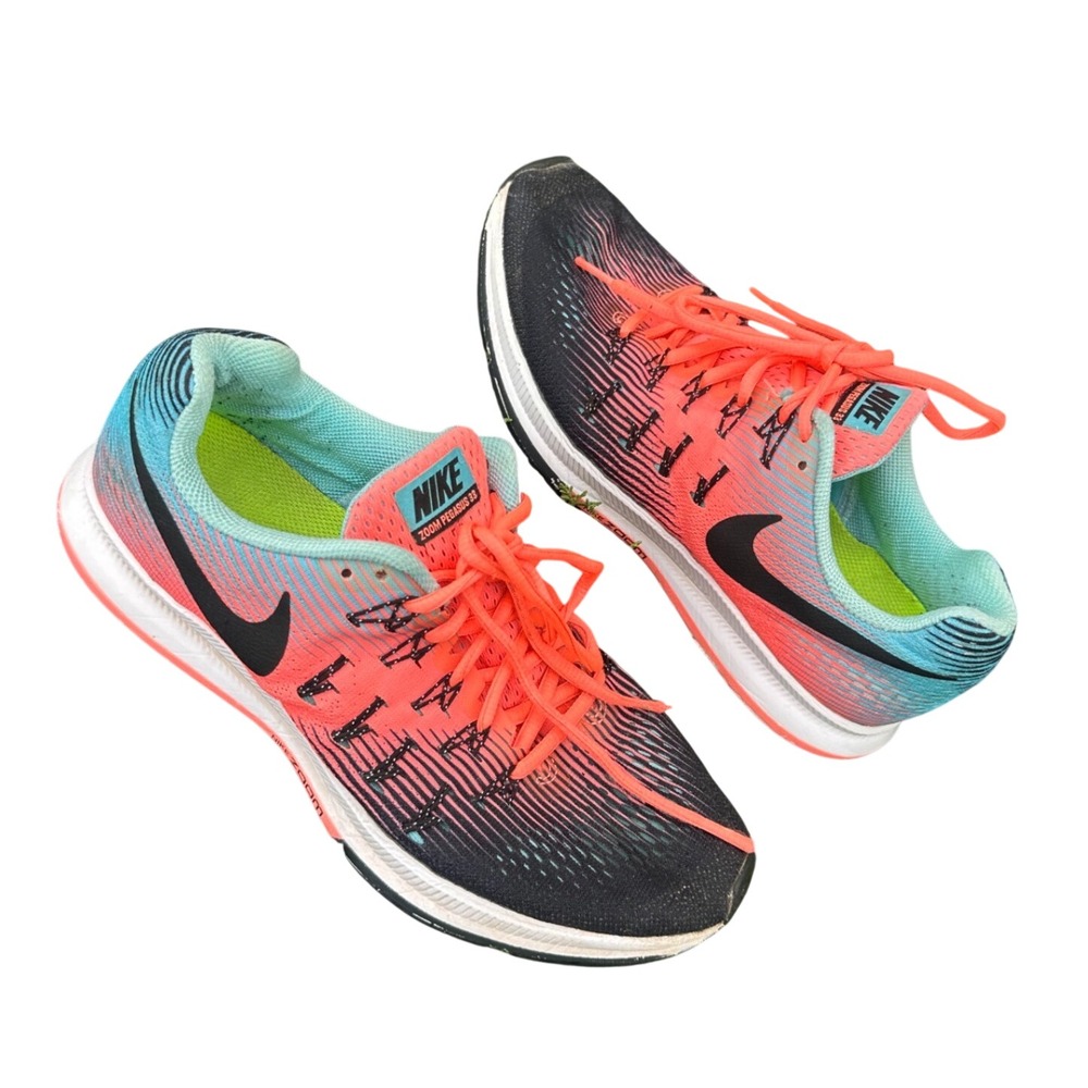 Nike Air Zoom Pegasus 33 Women's Athletic Shoes Size 9 Black Pink Blue